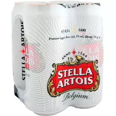 Stella Artois Светла бира кен 4x500мл